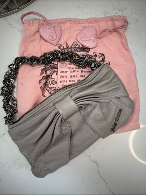 Juicy couture leather bow bag with metal chain